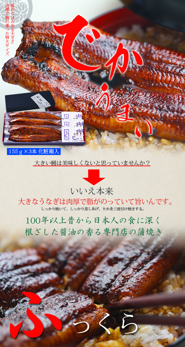 御年賀 ギフト プレゼント うなぎ 国産 蒲焼き 155-167g×3尾 大盛3人前 送料無料 お年賀 福袋 恵方巻 贈り物 誕生日 最大250円OFFクーポン／ プレゼント ギフト\u003cbr\u003e 当店人気No.2 うなぎ